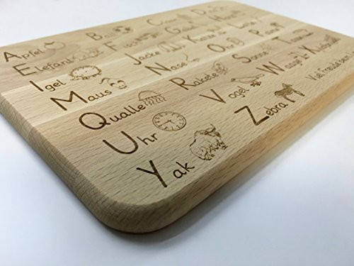 Das Original ABC Frühstücksbrett aus Buche Holz zum Lernen – Geschenkidee zum Schulanfang - 4