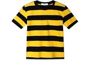 DYBKER T-Shirt Jungen Mädchen Streifen Rundhalsausschnitt Kurzarm Baumwolle Tops für Kinder