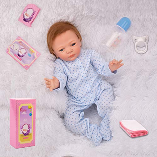 HONGRO DOLL Muñecas Bebés Reborn, Muñecas Realistas y Lovely para Niño Recién Nacidos,50cm Muñecas de Silicona Suave Hechas a Mano Cumpleaños, Set de Regalo de 8 Piezas (EN71)