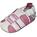 Soft Leather Baby girl Shoes with Suede Soles by Dotty Fish Pink and White Trainer design - 6-12 months
