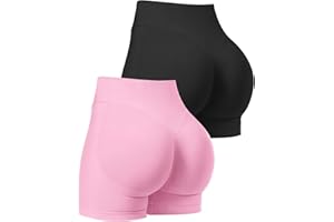 Jetjoy Womens Seamless Gym Workout Shorts Hidden Scrunch Butt Lifting High Waisted 4.5" Cycling Yoga Booty Shorts