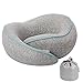 Produktbild SONGMICS Nackenkissen aus Memory Foam, Unterstützt Den Kopf, Nacken und Das Kinn, Nackenstützkissen mit Klettband und waschbarem Bezug, Reisekissen, Nackenhörnchen für Reisen, Flugzeug, Grau RNP02MUG