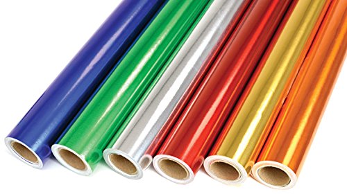 CI metálico con rollos de papel de regalo 6 colores, 6 unidades