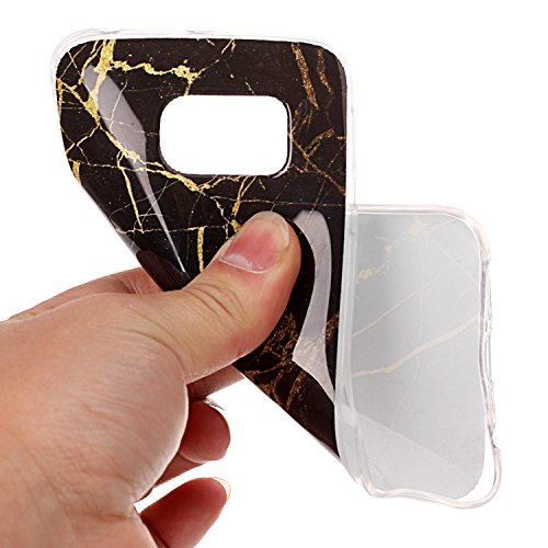 Cozy Hut Für Samsung Galaxy S6 Edge Handyhülle mit Marmor / Marble Design(schwarz / golden) | Handytasche | | Schale | | Hülle | | Case | Handy-etui | TPU-Bumper | Soft Case | Schutzhülle Cover für den optimalen Schutz ihres Samsung Galaxy S6 Edge (5,1 Zoll) – Gold schwarzer Marmor - 5