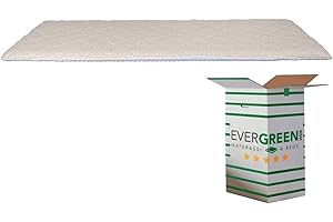 EVERGREENWEB MATERASSI & BEDS EVERGREENWEB - Topper Colchón Una Plaza y Media 120x190 cm Alto 4 cm, en Espuma Viscoelástica y Lana Merino, Corrector para Colchón con Efecto Masaje, Futón Doble Cara Verano/Invierno con Cordones