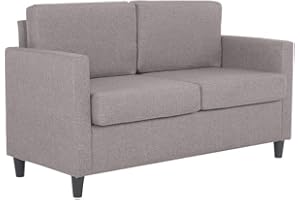 Mingone Divano 2 Posti Moderno Imbottito Divano Poltrona Divano Con Braccioli, Divano In Tessuto Con Schienale 60x123x78cm (Grigio tortora)