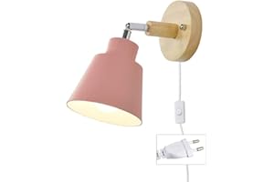 HUA5D Rose Applique Murale Avec Prise Electrique Et Interrupteur Moderne por Chambre Salon,E27 Applique Murale Vintage Retro Spots Muraux,Lampe De Lecture De Chevet,Rotation À 350 Degrés