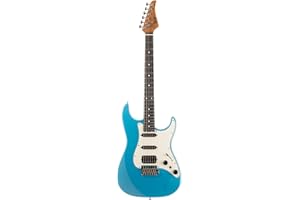 EART E-Gitarre DMX-9, 6-saitige Tremolo Bridge, Humbucker Pickups, Solid Body, 5-Wege Schalter Gitarren (Blau)