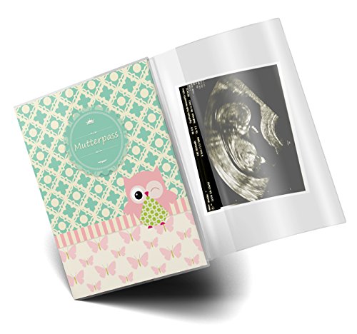 Mutterpass/Mutter-Kind-Pass Hülle 3-teilig Eule & Schmetterling Schutzhülle personalisierbar mit Namen (Deutschland/Österreich) - 3