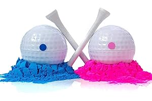 Balles de Golf révélatrices de Sexe, Ensemble de balles de Golf Explosives Fille ou garçon, bébé révélant des idées, y Compris 1 Rose + 1 Bleu + 2 t-Shirts en Bois, Cadeau pour Une fête de révélation