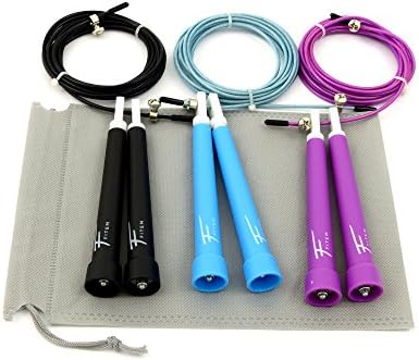 Fitem Pro Speed Skipping Rope Ergonomic Adjustable Stainless Steel Cable - Comes with Additional Cable + Carry Bag – For Crossfit, Boxing, MMA, Fitness, Training, and other Sports, black