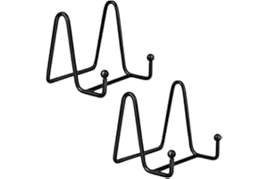 TINCOGO Staffelei Teller Ständer Aufsteller Halter - 2 Stück Eisen Metall Tellerständer Tellerhalter - Dekoteller Halterung - Bilderrahmen Ständer - Bildaufsteller - Staffelei für Bücher - Schwarz - 7,6 cm