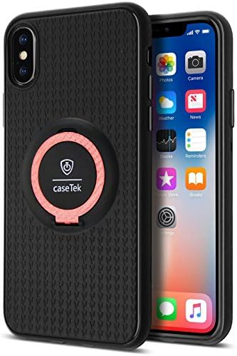 iPhone X Case, Rose Gold Slim Fit Matte Hard Case and Screen Protector for iPhone X / iPhone 10 Cover Car Magnet Compatible [Rose Gold][5.8"], CaseTEK TM