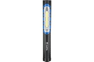 VARTA LED-byggstrålkastare Work Flex Pocket Light, Arbetslampa, IP54, Auto | Taschenclip/Magnet, gummerat grepp, 2 ljuslägen, för rumsbelysning, verkstad, inkl. 3x AAA Batterier, kompakt format