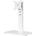 Hemudu Single LCD Computer Monitor Free-Standing Desk Stand Riser for 13 inch to 32 inch Screen with Swivel, Height Adjustable, Rotation, Holds One Screen up to 35kgs white