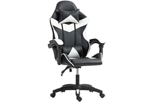 Panana Gaming Chair Heavy Duty Reclining Swivel Chair Ergonomic with Pillow and Lumbar Cushion (White)