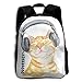 Produktbild HOJJP Schultaschen für Jungen Mädchen Kinder Rucksack Bookbags Schultasche, Katze Musik hören