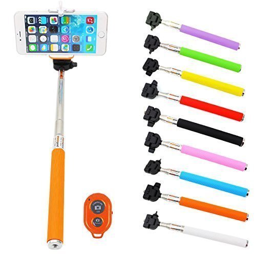 dizauL Extendable Telescopic Pole Self Portrait Selfie Stick PoleHandheld Arm Monopod Pole with Phone Clamp and Bluetooth Controller for iPhone 6 5 5S 4S 4 above IOS 5.0, Samsung Galaxy Sony and other Smartphones above Android 4.3, Gopro HD Hero 4 3+ 3 2 1 and other Camera and Camcorder (Please Note: Phone clamp and bluetooth control cannot fit cameras or camcorders)