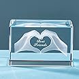 ERWEI Crystal Gifts for Friends Glass Figurines Engraved with Best Friends in Cube Paperweights Birthday Gifts for Her Sister Brother Women Men Bestie Coworker Christmas Thanksgiving