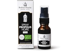 Ballot-Flurin - Spray Propolis Noire - MULTIFONCTIONS : défenses organismes, sensibilité de saisons, bouche, peau -Fabriqué en France - Apiculture Douce - Certifié bio - 15 ml