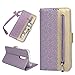 Produktbild Vogu'SaNa Kompatible für Handyhülle Xiaomi Mi 9T/9T Pro Hülle Glitzer Wallet Case Flip Cover PU Leder Tasche Blume Muster Schutzhülle Handytasche Skin Ständer Klapphülle Schale Bumper Etui-Lila