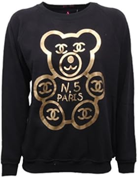 B7750 felpa donna AL 10 ORSO PARIS N5 nero/oro sweatshirt woman