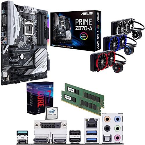 Intel Coffee Lake Core i7 8700k 5.0GHz Overclocked CPU, ASUS PRIME Z370-A Motherboard, 16GB 2400MHz Crucial DDR4 RAM & ID Cooling FrostFlow 240mm Liquid Cooler Pre-Built Bundle