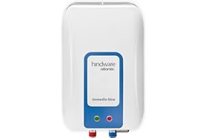 Hindware Atlantic Immedio Blue 3L Instant Water Heater, Stainless Steel Tank, I-Thermostat Feature & Pressure Release Valve (White & Blue), Wall Mounting