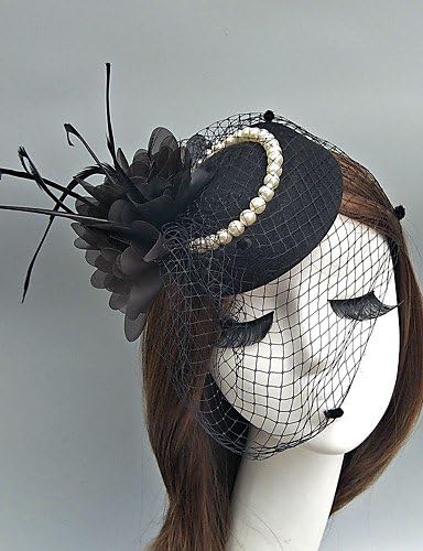 BMJQS Women's Feather / Tulle / Chiffon Headpiece-Wedding / Special Occasion Fascinators 1 Piece , burgundy