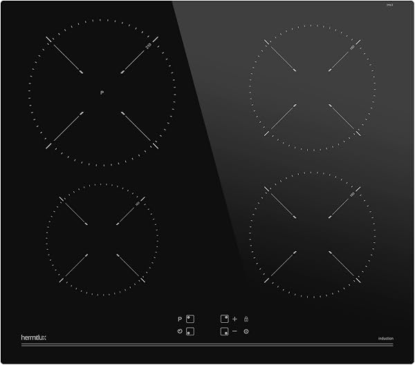 Hermitlux Piano Cottura a Induzione 4 Fuochi 60cm, 7200 W Piastra Induzione con Comandi Touch, Blocco Sicurezza e Timer Elettronico, Nero - 1