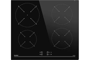 Hermitlux Piano Cottura a Induzione 4 Fuochi 60cm, 7200 W Piastra Induzione con Comandi Touch, Blocco Sicurezza e Timer Elettronico, Nero