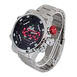 Ying Xinguang WH2309 LED-Armbanduhr mit Datumsanzeige, 30 m, wasserdicht, Edelstahlband, Quarzuhr für Herren, S-WA-1595B