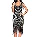 Produktbild Amphia Damen 1920er Gatsby Art Deco Perlen Franse Flapper Charleston Kleid (Schwarz, XL)