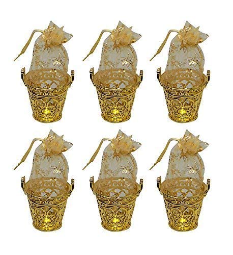 Fully Gifts for Friends and Relatives Mini Boxes, Baskets for Wedding, (Set of 6) 15 Grams, Golden, Pack of 1