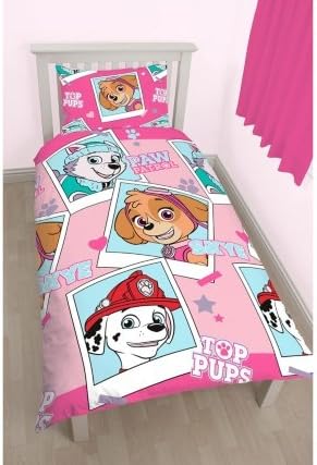 Kids Childrens Boys Girls Paw Patrol Single Duvet Set - Top Pups