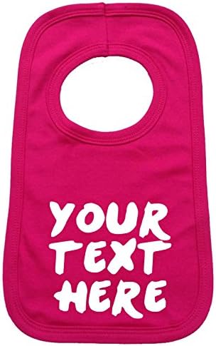 PERSONALISED PULLOVER BABY BIBS – Doubled Layered - (Hot Pink) - 100% Cotton Baby Newborn Toddler Perfect Gear Clothing Boy Girl Mum Dad Mummy Daddy Grow Gift Custom Present Birthday Christening play toy Cute – Machine Washable– by 123t