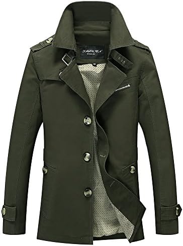 Amawong Men's Denim Jacket Autumn Single Breasted Spring Military Cotton Casual Cargo Coat