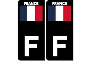 HADEXIA Autocollant Plaque d'immatriculation Voiture F Drapeau Français Noir Couleur