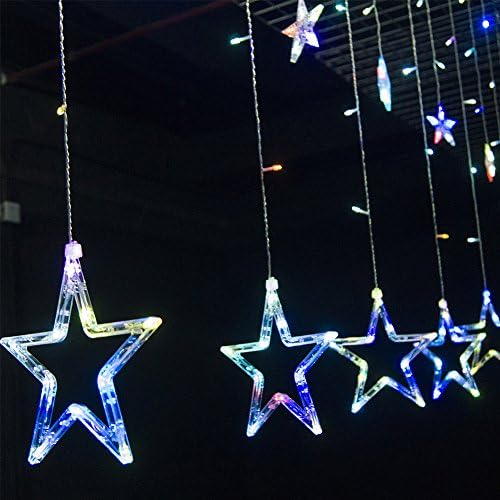 138LED Curtain Lights – Stars Shape String Lights – Perfect Decoration for Wedding Christmas Holiday Parties and Home - Dragon Flame