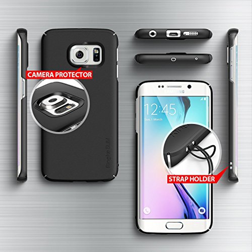 Funda Galaxy S6 Edge - Ringke SLIM    Completo Top   Bottom Cobertura    BLACK  Fluid Borde Curvo Touch Dise  o Avanzada Dual Coating Tecnolog  a All Around Protecci  n de Borde Duro Carcasa Funda para Samsung Galaxy S6 Edge - ECO Paquete