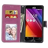 BONROY® Tasche Hülle für Handyhülle für Asus ZenFone 2 Laser ZE550KL (5.5 Zoll) Retro matte Leder PU Leder Flip Schutzhülle Case Cover Etui Lederhülle mit Silikon Back Cover PU Leder Handytasche im Bookstyle Stand Funktion Kartenfächer Schale Stoßfest Handyhülle für Asus ZenFone 2 Laser ZE550KL (5.5 Zoll) - 