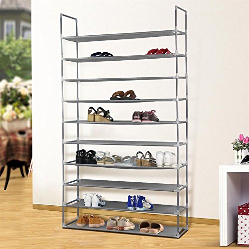 Yahee 10 Schicht Schuhregal Schuhschrank Schuhablage Schuhe DIY 175 cm x 100 cm x 29 cm