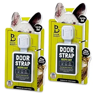 Door Buddy Adjustable Door Latch (Grey 2 Pack + Bonus Adhesives). Simpler Way to Dog Proof Litter Box. No More Pet Cates or Cat Doors. Convenient Cat & Adult Entry. Stop Dog Eating Cat Poop Today!