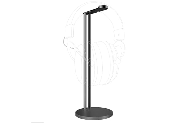 GEEKRIA Headphone Stand Headset Holder Matte Frosted Earphone Stand with Aluminum Supporting Bar Flexible Headrest PU Solid Base for All Headphones Size (Black)