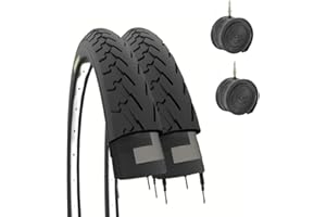 ECOVELO 2 COPERTONI NERI 700 X 32C + CAMERE D'ARIA PER BICICLETTA BICI CITY BIKE TREKKING 28 X 1 5/8 X 1 1/4 (32-622)