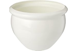POETIC/EMSA - Jardinière ronde - Jardinière pour l'intérieur et l'extérieur - En plastique - Surface brillante - Couleur blanc perle - Ø26,5 x H19,5 cm, 5,5 litres