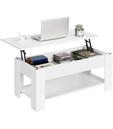 Tavolino Da Salotto RICHARD In Legno - Bianco/Cemento, 105x60 Cm, Design Moderno E Minimal, Spedito Dall'Italia