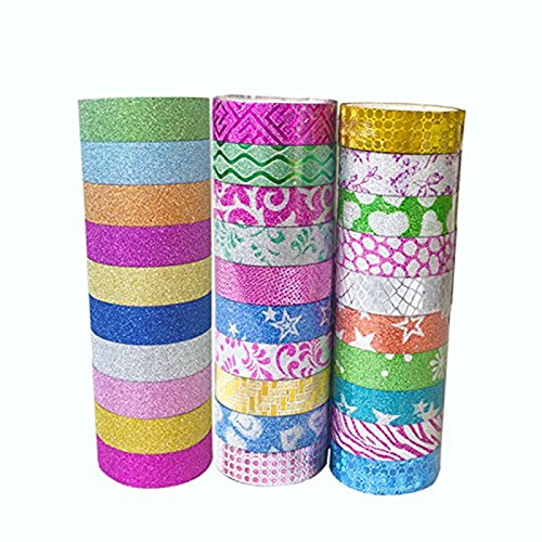 Cdet 10X Patr  n Washi papel adhesivo pegatina DIY Crafts brillo decorativo enmascaramiento Scrapbooking 1 5cm   3m   Estilo aleatorio