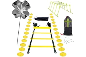 STRIXORN Équipement d'entraînement de Football,Echelle Football Entraînement avec 1 Échelle de D'agilité de 6 Mètres, 24 Cônes de Disque, Ensemble d'entraînement de vitesse et d'agilité pour Enfants et Adultes