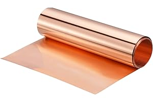 sourcing map Copper Sheet 0.05 mm Thickness 99.95% Pure Copper Raw Materials Roll Copper Foil 3500 mm x 200 mm Copper Sheet Metal Plate Cut Material Rolls for Electronics Industry Art